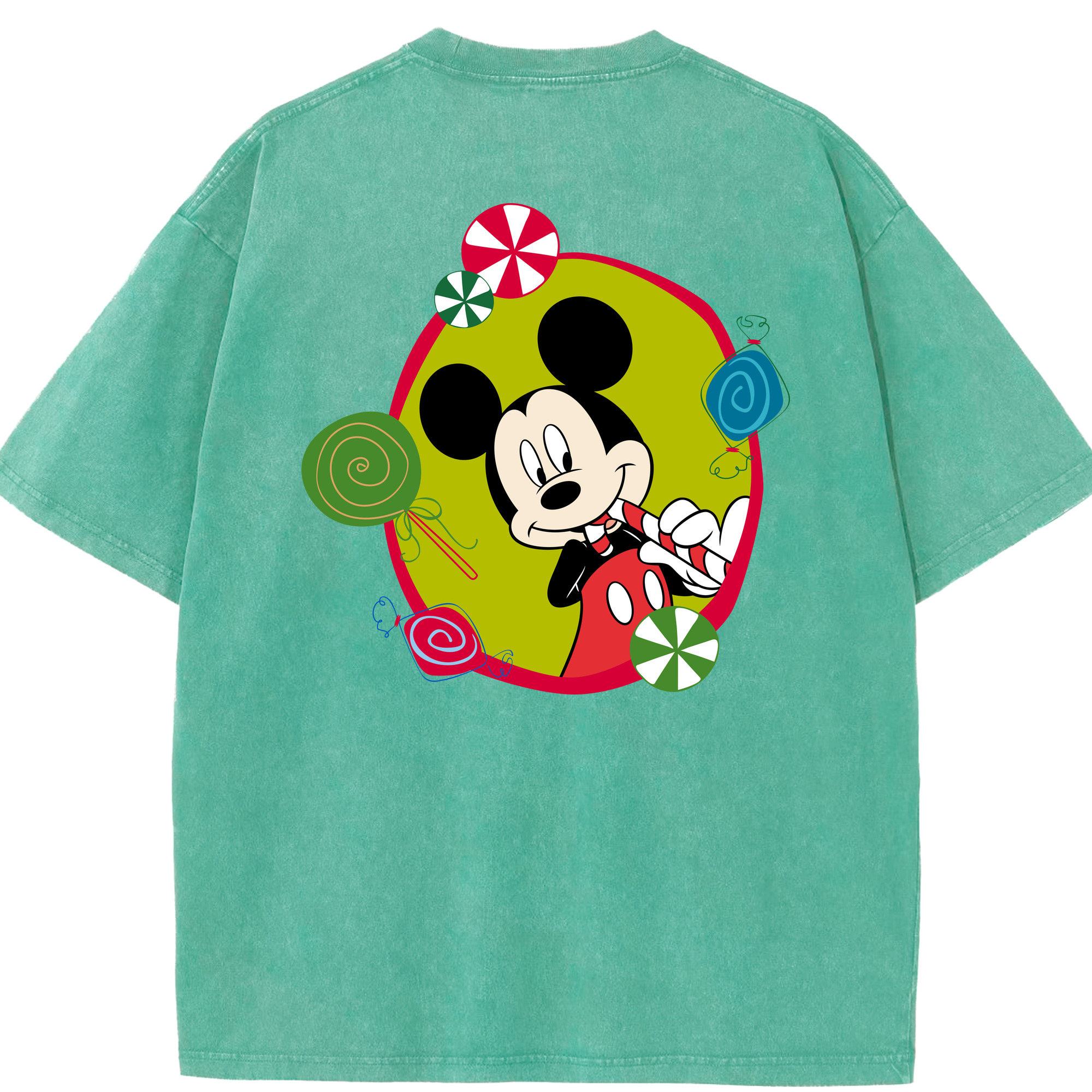 （画像用） ミッキーマウス Mickey Mouse 綿100% ヴィンテージ風 半袖Tシャツ（背面プリント）